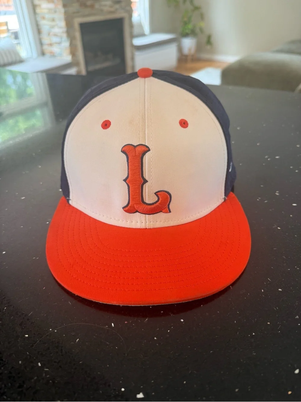 The Game Pro Orange, White & Navy Baseball Cap with Embroidered 'L'